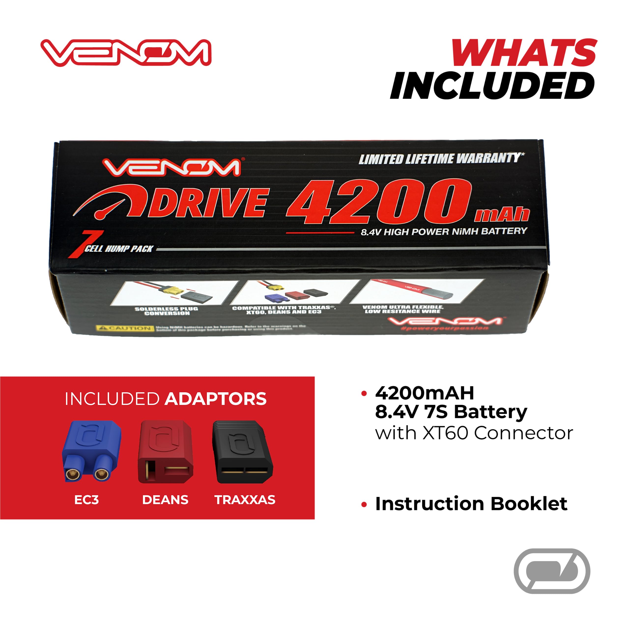 Venom 8.4v 4200mAh 7-Cell Hump Pack NiMH Battery with Universal